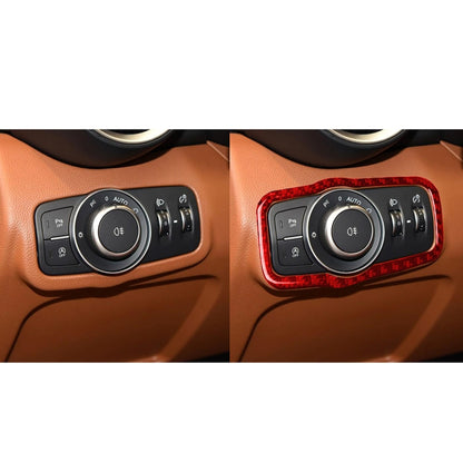 Carbon Fiber Car Headlight Switch Panel Decorative Sticker for Alfa Romeo Giulia 2017-2019,Left Drive (Red) by buy2fix