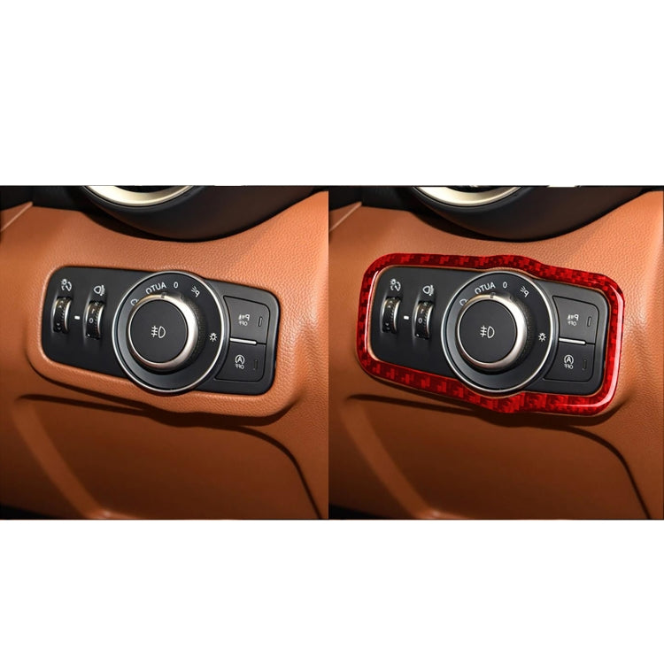 Carbon Fiber Car Headlight Switch Panel Decorative Sticker for Alfa Romeo Giulia 2017-2019,Right Drive (Red) by buy2fix