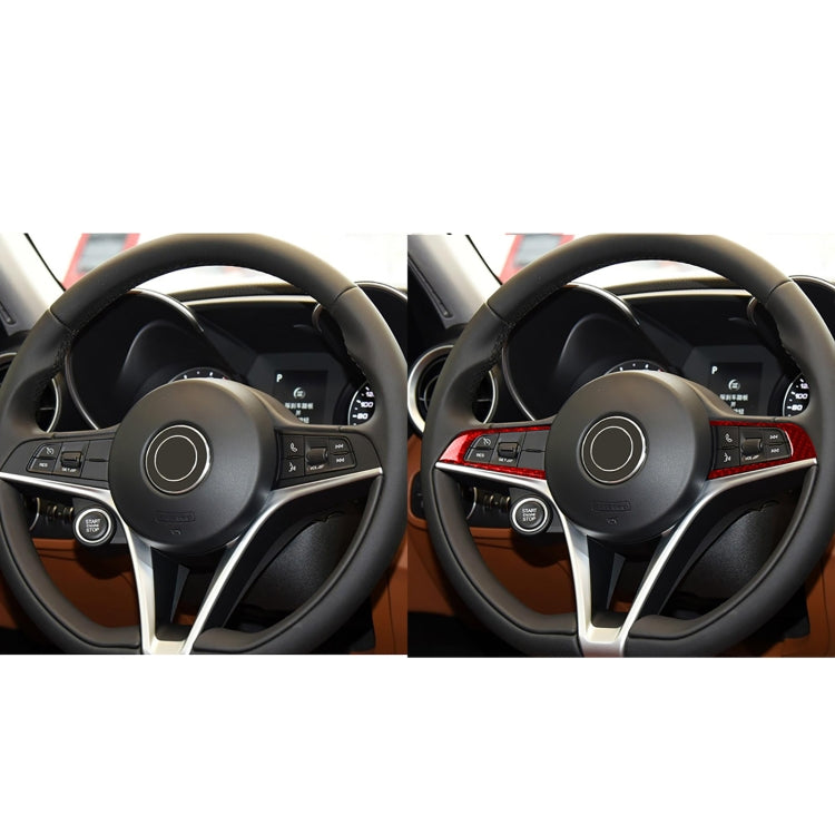 2 PCS / Set Carbon Fiber Car Steering Wheel Button Panel Decorative Sticker for Alfa Romeo Giulia 2017-2019,Left and Right Drive Universal (Red) by buy2fix