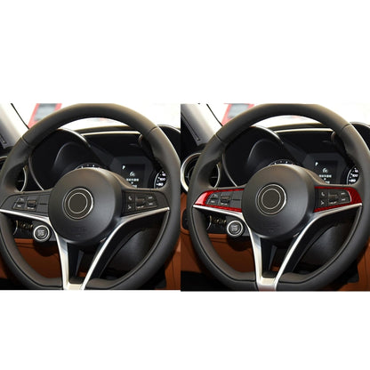 2 PCS / Set Carbon Fiber Car Steering Wheel Button Panel Decorative Sticker for Alfa Romeo Giulia 2017-2019,Left and Right Drive Universal (Red) by buy2fix