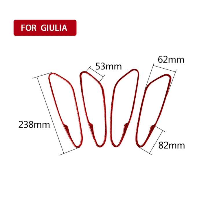 4 PCS / Set Carbon Fiber Car Inner Door Handle Frame Decorative Sticker for Alfa Romeo Giulia 2017-2019,Left and Right Drive Universal (Red) by buy2fix
