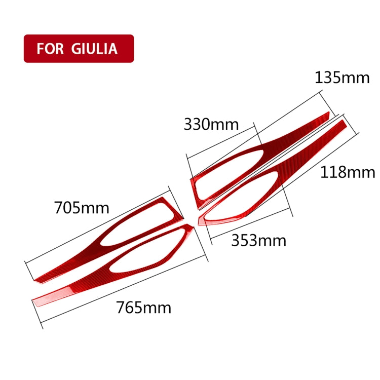4 PCS / Set Carbon Fiber Car Door Panel Decorative Sticker for Alfa Romeo Giulia 2017-2019,Left and Right Drive Universal (Red) - Car Interior Mouldings by buy2fix | Online Shopping UK | buy2fix