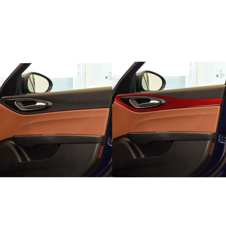 4 PCS / Set Carbon Fiber Car Door Panel Decorative Sticker for Alfa Romeo Giulia 2017-2019,Left and Right Drive Universal (Red) - Car Interior Mouldings by buy2fix | Online Shopping UK | buy2fix