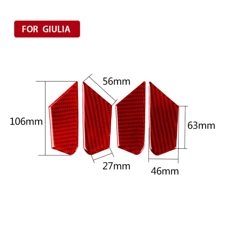 4 PCS / Set Carbon Fiber Car Inner Door Bowl Decorative Sticker for Alfa Romeo Giulia 2017-2019,Left and Right Drive Universal (Red) - Car Interior Mouldings by buy2fix | Online Shopping UK | buy2fix