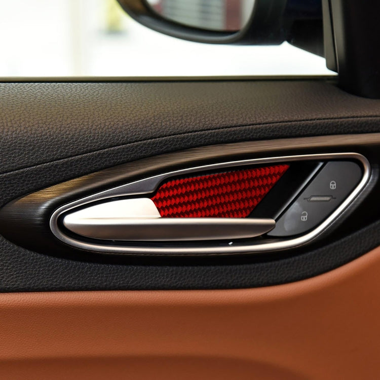 4 PCS / Set Carbon Fiber Car Inner Door Bowl Decorative Sticker for Alfa Romeo Giulia 2017-2019,Left and Right Drive Universal (Red) - Car Interior Mouldings by buy2fix | Online Shopping UK | buy2fix