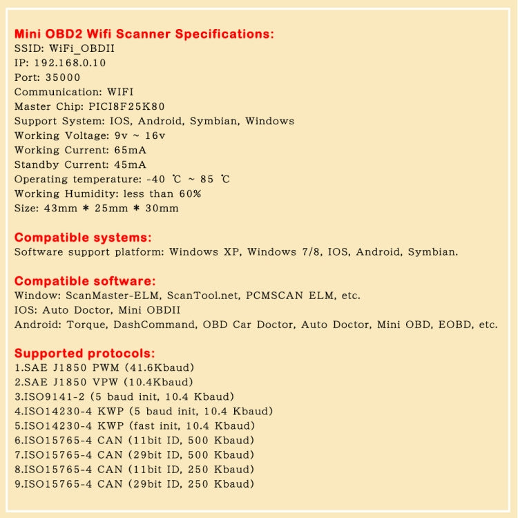 OBD2 WIFI Mini Car Detector Car Fault Diagnostic Tool - Code Readers & Scan Tools by buy2fix | Online Shopping UK | buy2fix