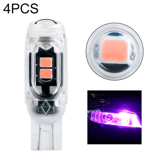 4pcs T10 DC12V /  0.84W / 0.07A / 150LM Car Clearance Light 5LEDs SMD-3030 Lamp Beads with lens (Pink Light) - Clearance Lights by buy2fix | Online Shopping UK | buy2fix