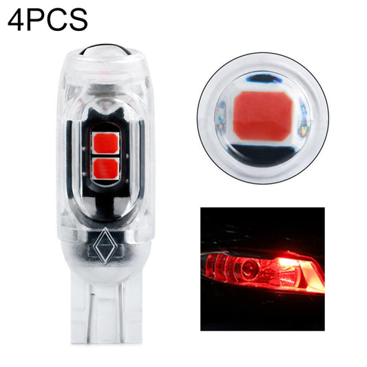 4pcs T10 DC12V /  0.84W / 0.07A / 150LM Car Clearance Light 5LEDs SMD-3030 Lamp Beads with lens (Red Light) - Clearance Lights by buy2fix | Online Shopping UK | buy2fix