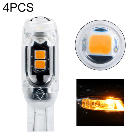 4pcs T10 DC12V /  0.84W / 0.07A / 150LM Car Clearance Light 5LEDs SMD-3030 Lamp Beads with lens (Yellow Light) - Clearance Lights by buy2fix | Online Shopping UK | buy2fix