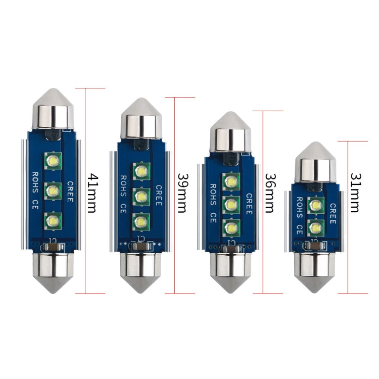 2pcs 39mm IC12V /  2.76W / 0.23A / 300LM 3LEDs SMD Car Reading Lamp Dome Light - Dome Lights by buy2fix | Online Shopping UK | buy2fix