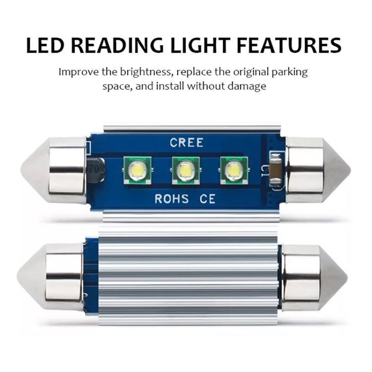 2pcs 39mm IC12V /  2.76W / 0.23A / 300LM 3LEDs SMD Car Reading Lamp Dome Light - Dome Lights by buy2fix | Online Shopping UK | buy2fix