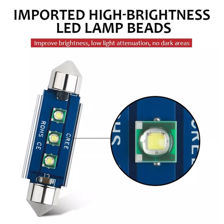 2pcs 39mm IC12V /  2.76W / 0.23A / 300LM 3LEDs SMD Car Reading Lamp Dome Light - Dome Lights by buy2fix | Online Shopping UK | buy2fix