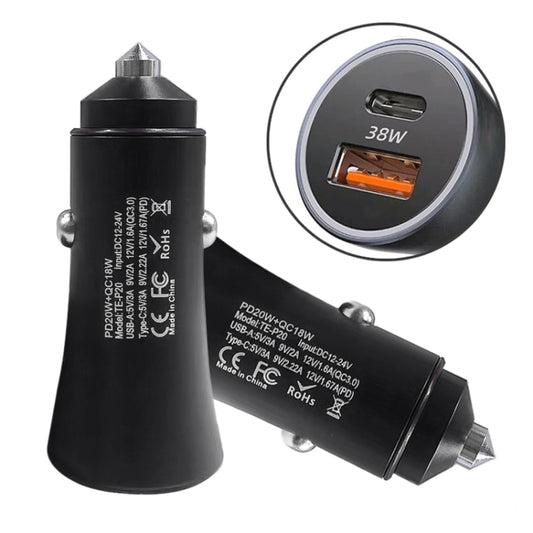 PD 20W Aluminum Alloy Dual Interface Car Fast Charger (Black) - Car Charger by buy2fix | Online Shopping UK | buy2fix
