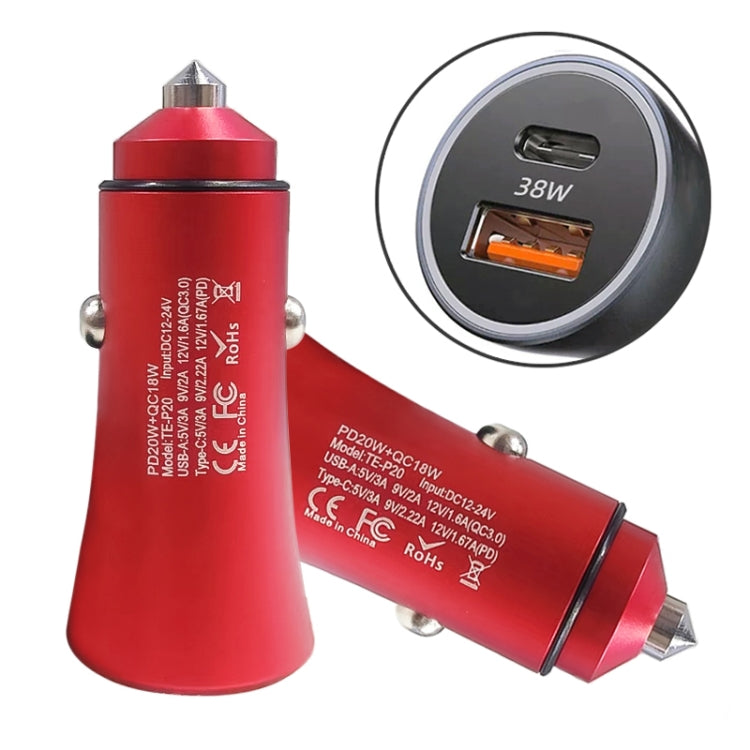 PD 20W Aluminum Alloy Dual Interface Car Fast Charger (Red) - Car Charger by buy2fix | Online Shopping UK | buy2fix