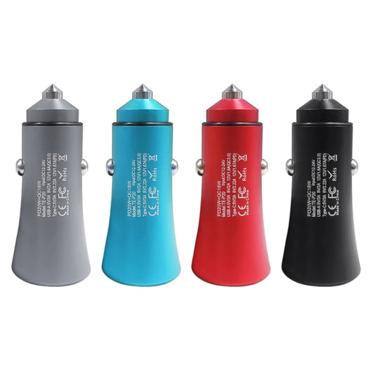 PD 20W Aluminum Alloy Dual Interface Car Fast Charger (Black) - Car Charger by buy2fix | Online Shopping UK | buy2fix