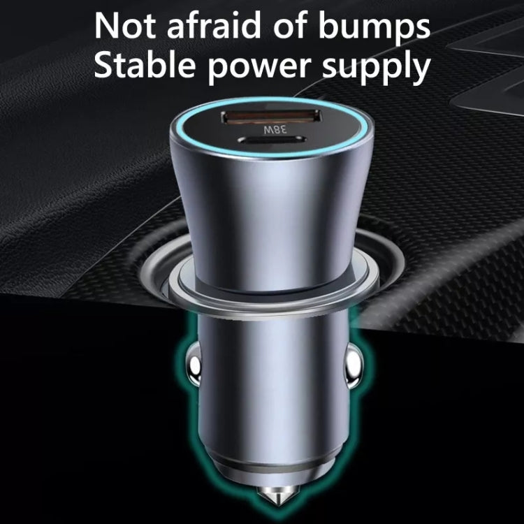PD 20W Aluminum Alloy Dual Interface Car Fast Charger (Grey) - Car Charger by buy2fix | Online Shopping UK | buy2fix