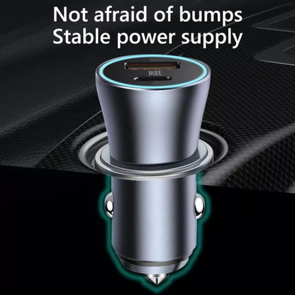 PD 20W Aluminum Alloy Dual Interface Car Fast Charger (Grey) - Car Charger by buy2fix | Online Shopping UK | buy2fix