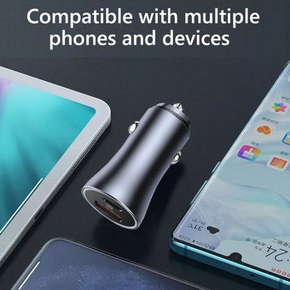 PD 20W Aluminum Alloy Dual Interface Car Fast Charger (Grey) - Car Charger by buy2fix | Online Shopping UK | buy2fix