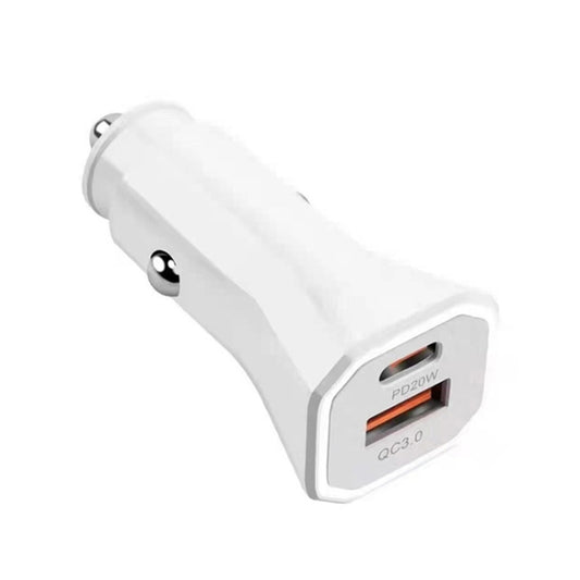 PD + QC3.0 Car 2 in 1 Square Fast Charger Car Cigarette Lighter (White) - Cigar Socket by buy2fix | Online Shopping UK | buy2fix