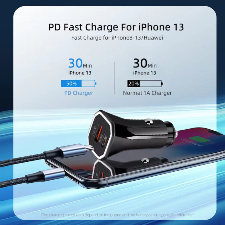 PD + QC3.0 Car 2 in 1 Square Fast Charger Car Cigarette Lighter (Black) - Cigar Socket by buy2fix | Online Shopping UK | buy2fix