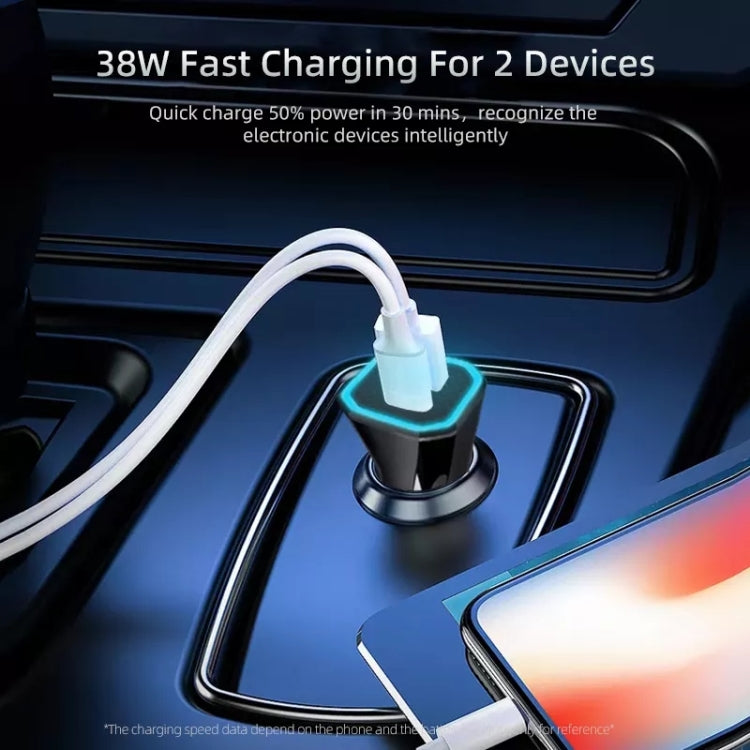 PD + QC3.0 Car 2 in 1 Square Fast Charger Car Cigarette Lighter (Black) - Cigar Socket by buy2fix | Online Shopping UK | buy2fix