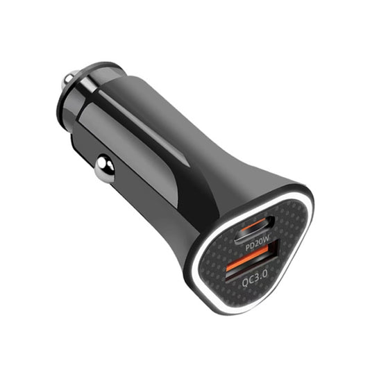 PD + QC3.0 Car 2 in 1 Triangle Fast Charger Car Cigarette Lighter(Black) - Cigar Socket by buy2fix | Online Shopping UK | buy2fix