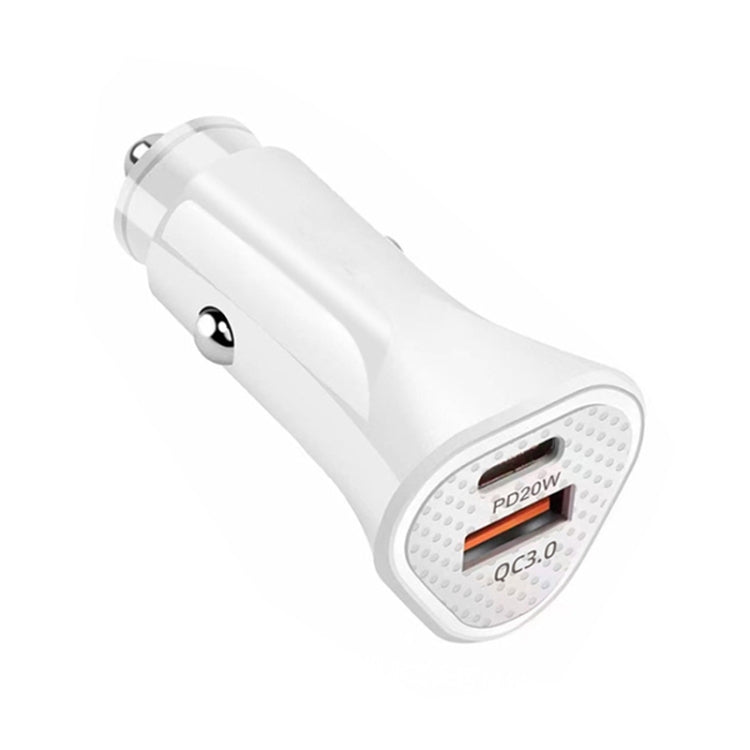 PD + QC3.0 Car 2 in 1 Triangle Fast Charger Car Cigarette Lighter(White) - Cigar Socket by buy2fix | Online Shopping UK | buy2fix