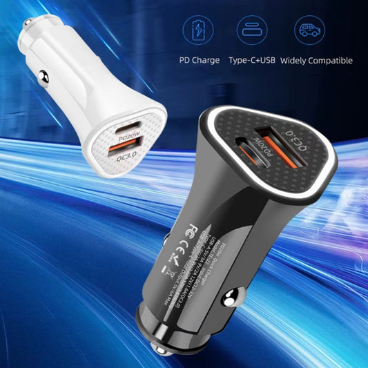 PD + QC3.0 Car 2 in 1 Triangle Fast Charger Car Cigarette Lighter(Black) - Cigar Socket by buy2fix | Online Shopping UK | buy2fix