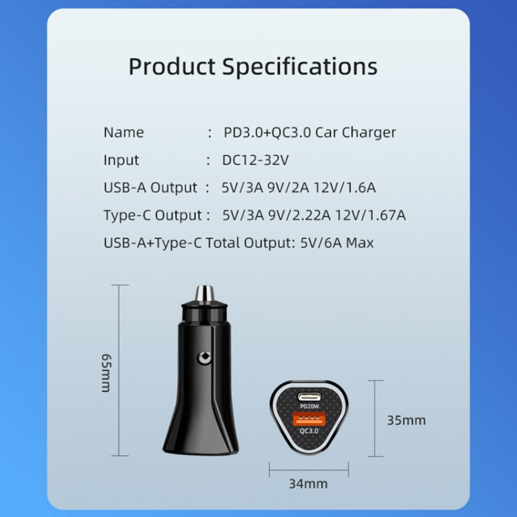 PD + QC3.0 Car 2 in 1 Triangle Fast Charger Car Cigarette Lighter(White) - Cigar Socket by buy2fix | Online Shopping UK | buy2fix