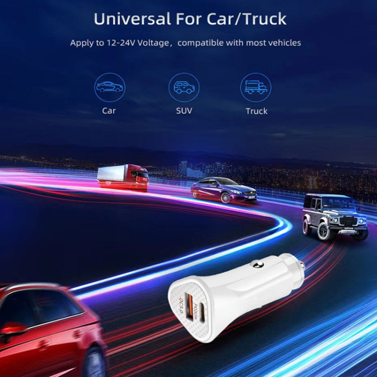 PD + QC3.0 Car 2 in 1 Triangle Fast Charger Car Cigarette Lighter(White) - Cigar Socket by buy2fix | Online Shopping UK | buy2fix