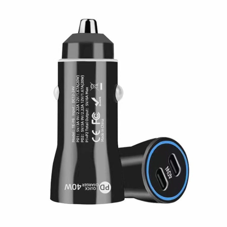 40W Dual PD Car 2 in 1 Fast Charger Car Cigarette Lighter (Black) - Cigar Socket by buy2fix | Online Shopping UK | buy2fix