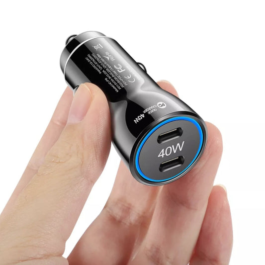 40W Dual PD Car 2 in 1 Fast Charger Car Cigarette Lighter (Black) - Cigar Socket by buy2fix | Online Shopping UK | buy2fix