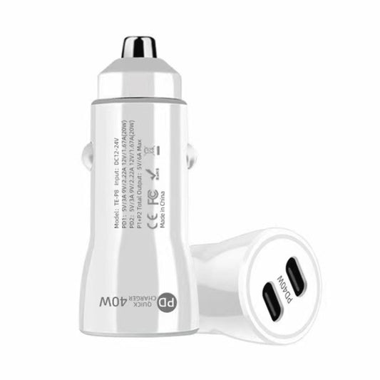 40W Dual PD Car 2 in 1 Fast Charger Car Cigarette Lighter (White) - Cigar Socket by buy2fix | Online Shopping UK | buy2fix
