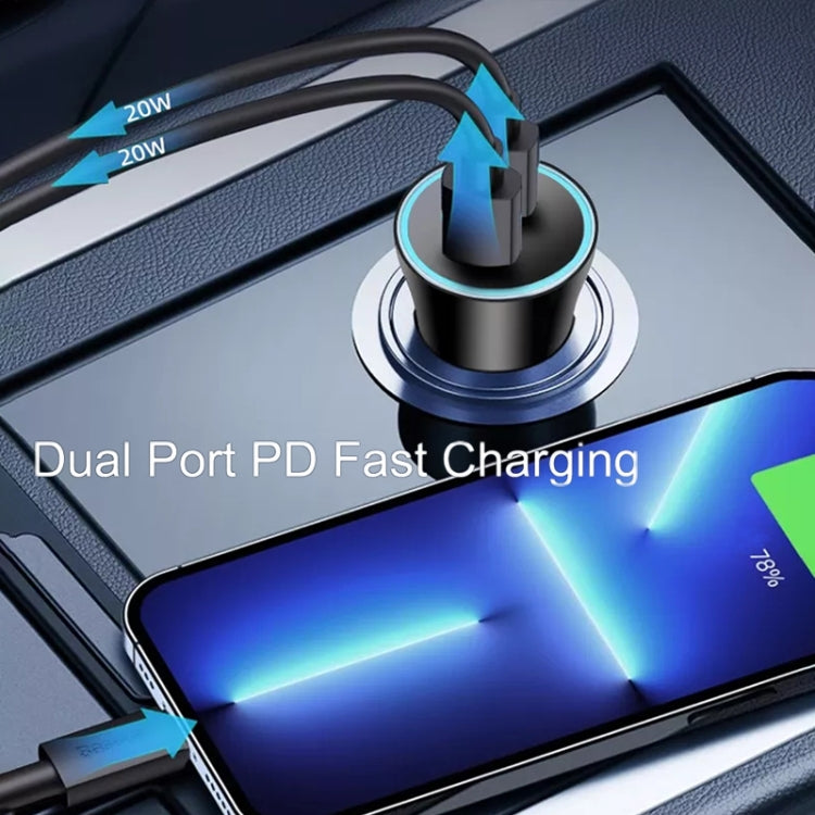 40W Dual PD Car 2 in 1 Fast Charger Car Cigarette Lighter (Black) - Cigar Socket by buy2fix | Online Shopping UK | buy2fix
