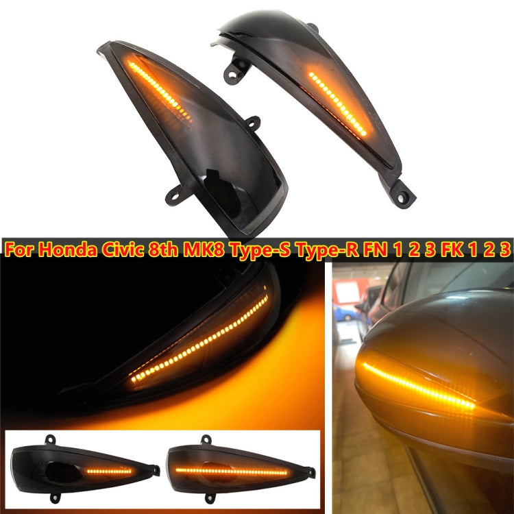 1 Pair For Honda Civic 2006-2011 Car Dynamic LED Turn Signal Light Rearview Mirror Flasher Water Blinker (Transparent Black) - Arrow Turn Lights by buy2fix | Online Shopping UK | buy2fix