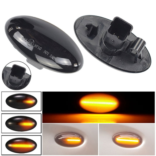 2pcs For Peugeot 1007 Car Dynamic LED Fender Side Light 817300H010 (Transparent Black) - Arrow Turn Lights by buy2fix | Online Shopping UK | buy2fix