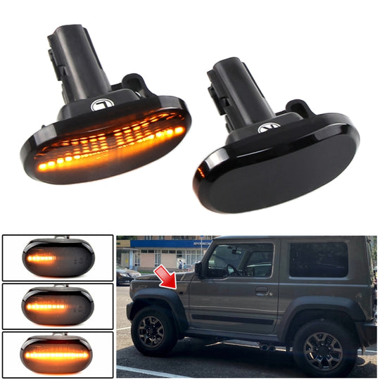 Feu latéral de garde-boue LED dynamique pour Suzuki Jimny JB64W 2018/07, 2 pièces, noir Transparent