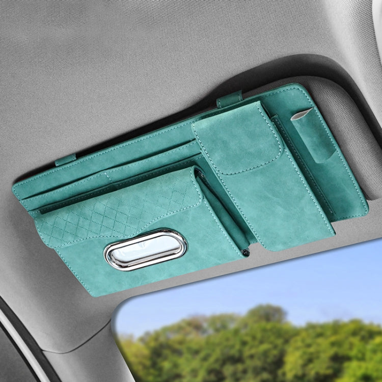 Car Sheepskin Leather Sun Visor Storage Clip (Mint Green) - Sunglasses & Glasses Clips by buy2fix | Online Shopping UK | buy2fix