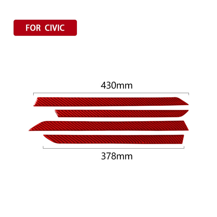 Car Carbon Fiber Door Decorative Strip for Honda Tenth Generation Civic 2016-2019, Left and Right Drive Universal (Red) by buy2fix
