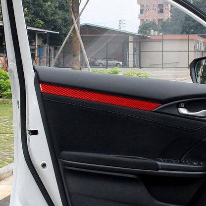 Car Carbon Fiber Door Decorative Strip for Honda Tenth Generation Civic 2016-2019, Left and Right Drive Universal (Red) by buy2fix