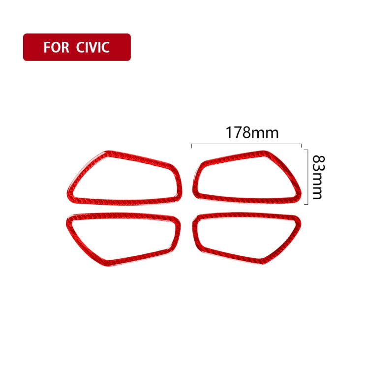 Car Carbon Fiber Inside Door Wrist Frame Decorative Sticker for Honda Tenth Generation Civic 2016-2019, Left and Right Drive Universal (Red) by buy2fix