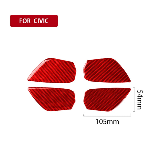 Car Carbon Fiber Inside Door Wrist Decorative Sticker for Honda Tenth Generation Civic 2016-2019, Left and Right Drive Universal (Red) by buy2fix