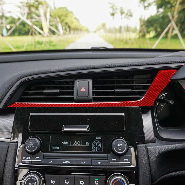Car Carbon Fiber Below the Central Control Air Outlet Decorative Sticker for Honda Tenth Generation Civic 2016-2019, Right Drive (Red) by buy2fix
