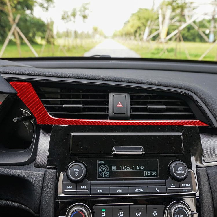 Car Carbon Fiber Below the Central Control Air Outlet Decorative Sticker for Honda Tenth Generation Civic 2016-2019, Left Drive (Red) by buy2fix
