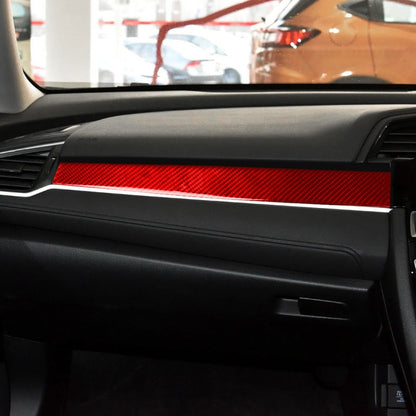 Car Carbon Fiber Central Control Decorative Sticker for Honda Tenth Generation Civic 2016-2019, Right Drive (Red) by buy2fix