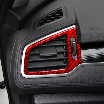 Car Carbon Fiber Left and Right Air Outlet Decorative Sticker for Honda Tenth Generation Civic 2016-2019, Right Drive (Red) by buy2fix