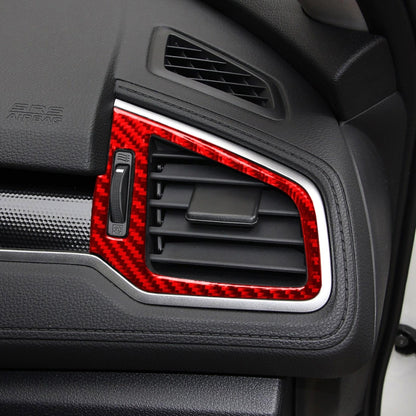 Car Carbon Fiber Left and Right Air Outlet Decorative Sticker for Honda Tenth Generation Civic 2016-2019, Left Drive (Red) by buy2fix