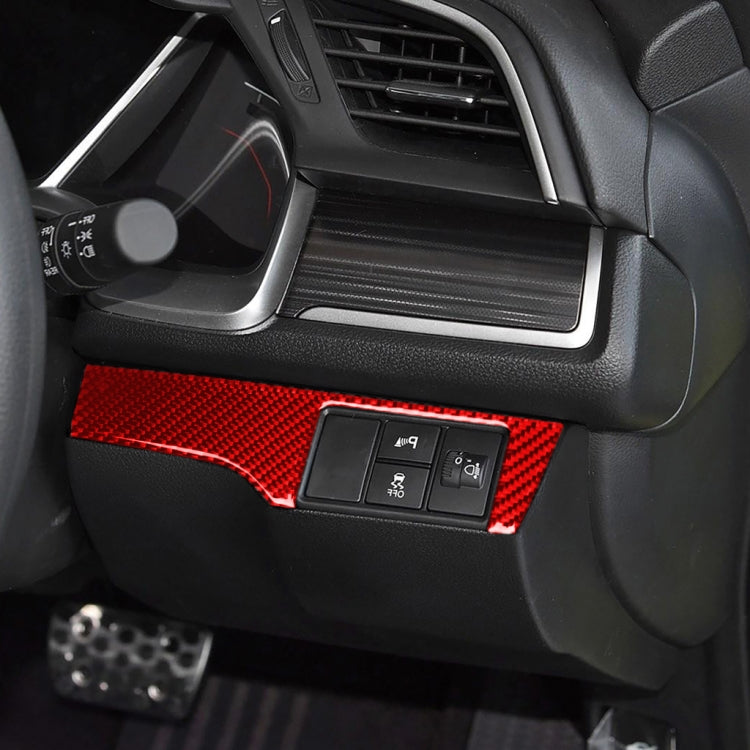 Car Carbon Fiber Headlight Switch Panel Decorative Sticker for Honda Tenth Generation Civic 2016-2019, Right Drive (Red) by buy2fix