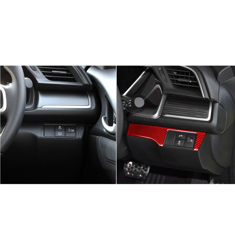 Car Carbon Fiber Headlight Switch Panel Decorative Sticker for Honda Tenth Generation Civic 2016-2019, Right Drive (Red) by buy2fix