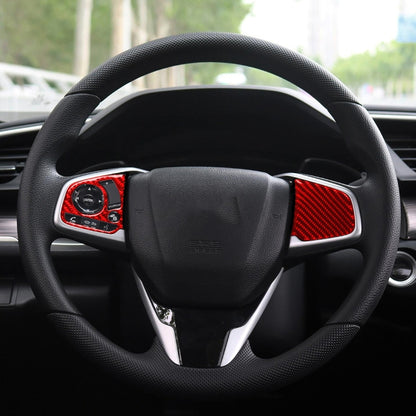 Car Carbon Fiber Steering Wheel Button Middle Configuration Decorative Sticker for Honda Tenth Generation Civic 2016-2019, Left and Right Drive Universal (Red) by buy2fix